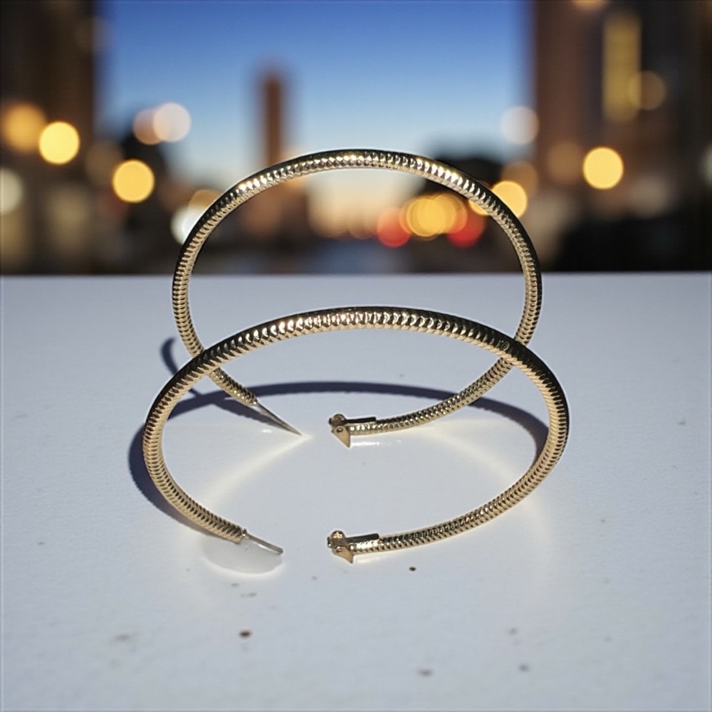 Elegant Gold Hoop Earrings with a Textured